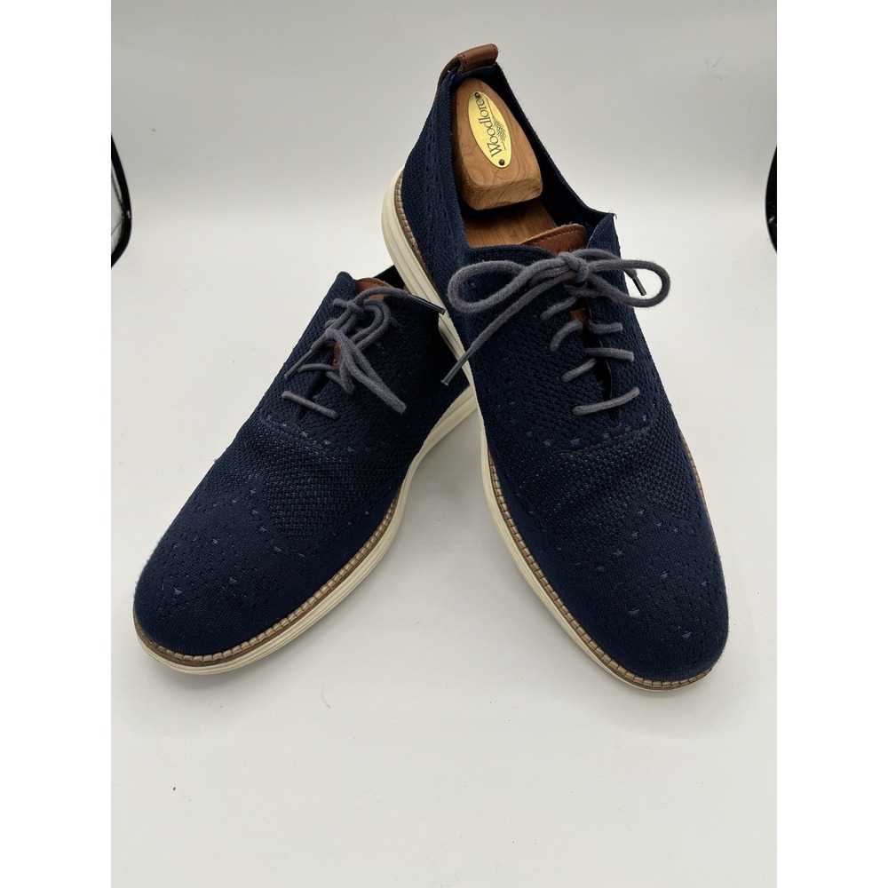 COLE HAAN Original Grand Stitchlite Men's US 11.5 Navy Knit Wingtip Oxford